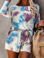  Tie Dye Long Sleeve Top & Shorts Set