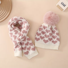 2pcs Winter Warm Love Embroidery Knitted Hat Christmas Holiday Gift