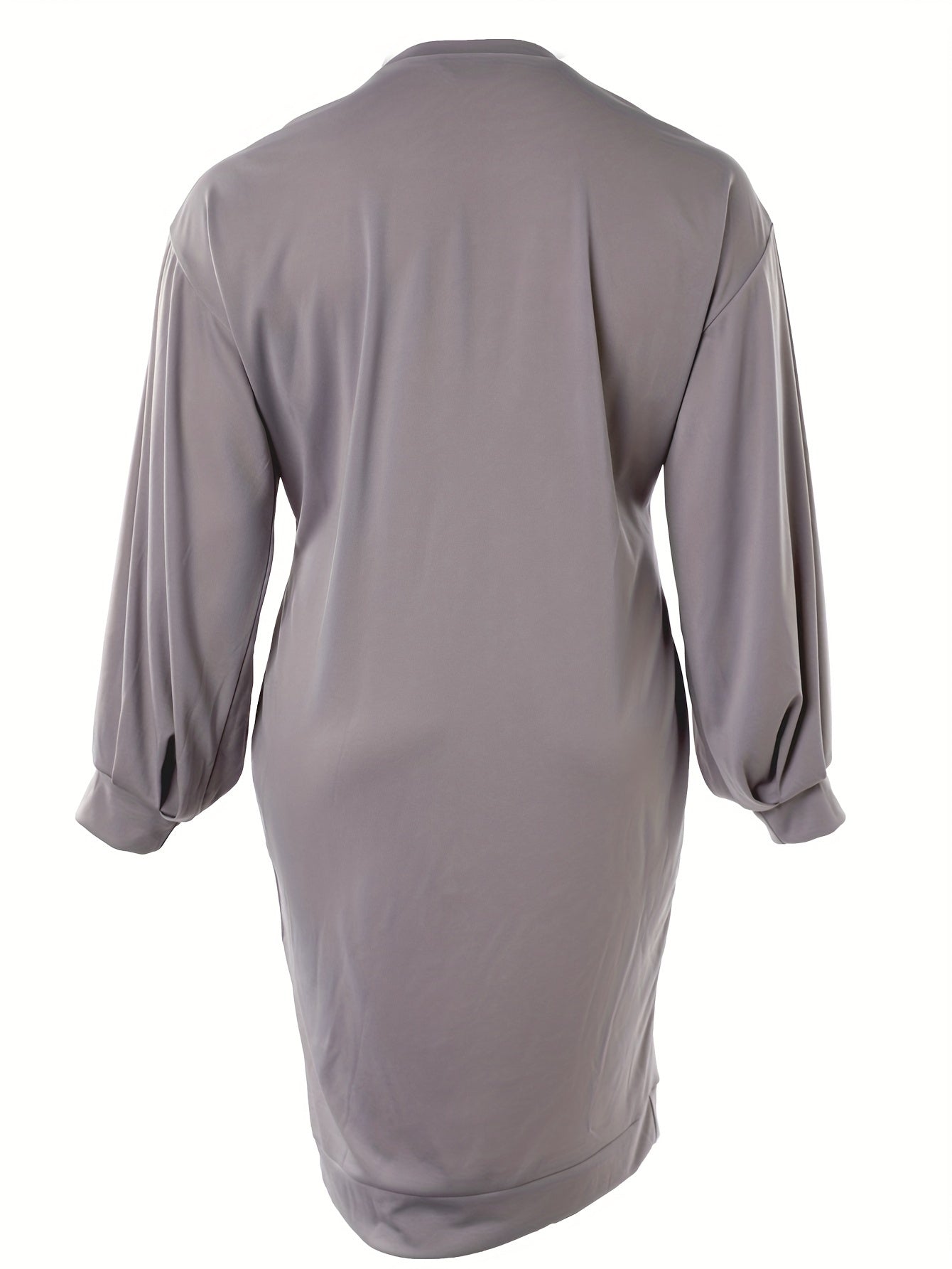 Figure Print Lantern Sleeve Round Neck Slim Dress