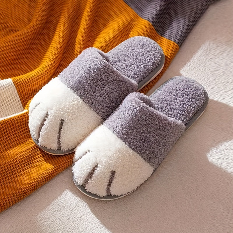 Women's Plush Indoor Slippers Warm Slip-on Shoes House Non-slip Flat