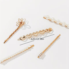 8pcs Pearl Beads Hair Clip Flower Hairpin Barrette