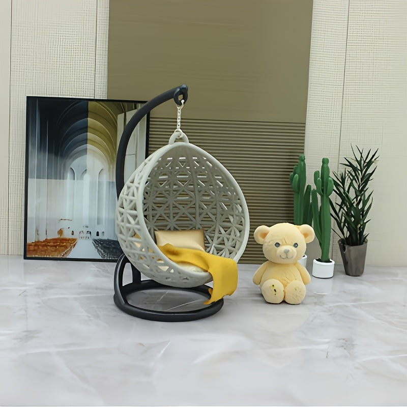 1:30 Scale Dollhouse Swing Chair with Yellow Cushion