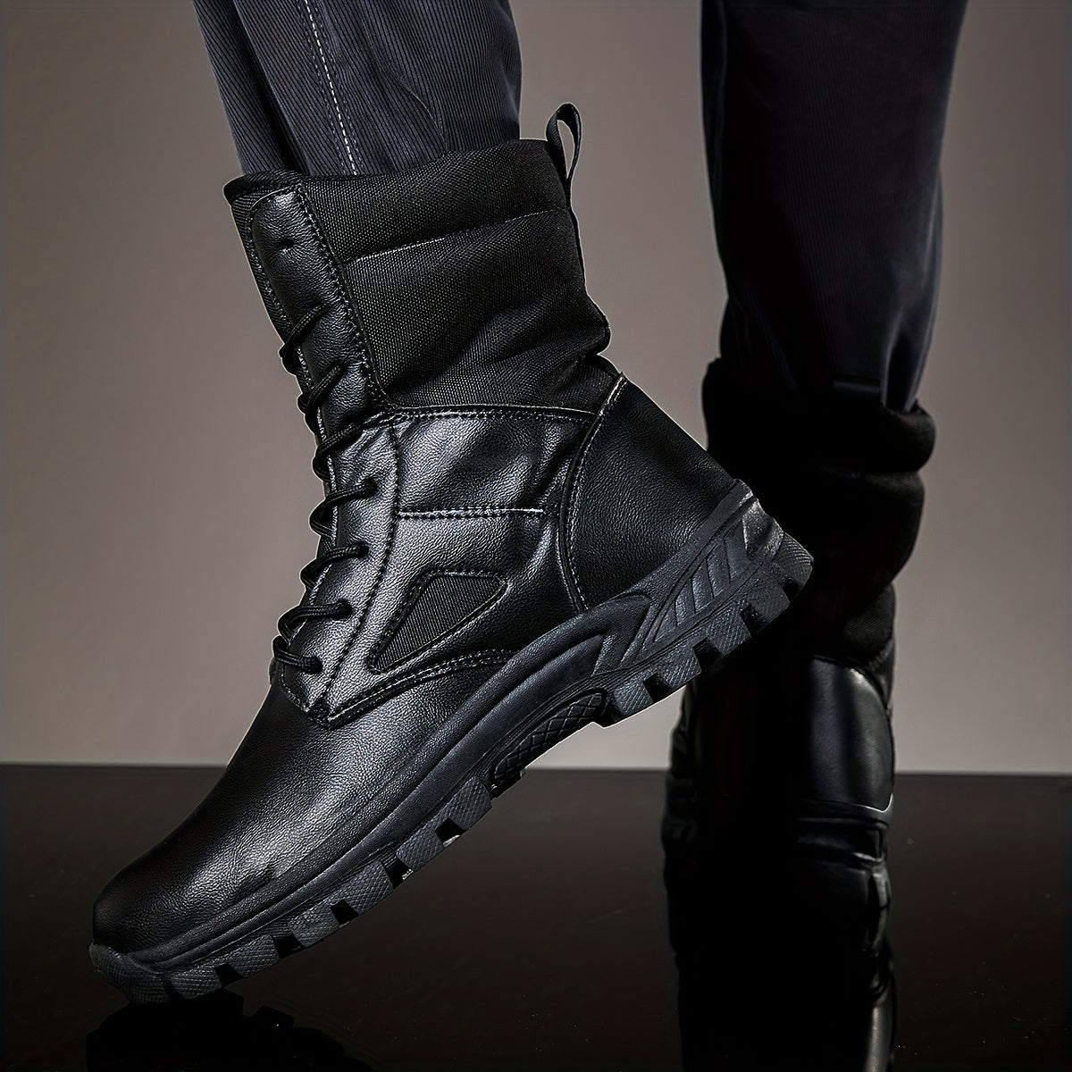 Men's Large Size Mid Calf Boots - Outdoor Hiking Mountaineering