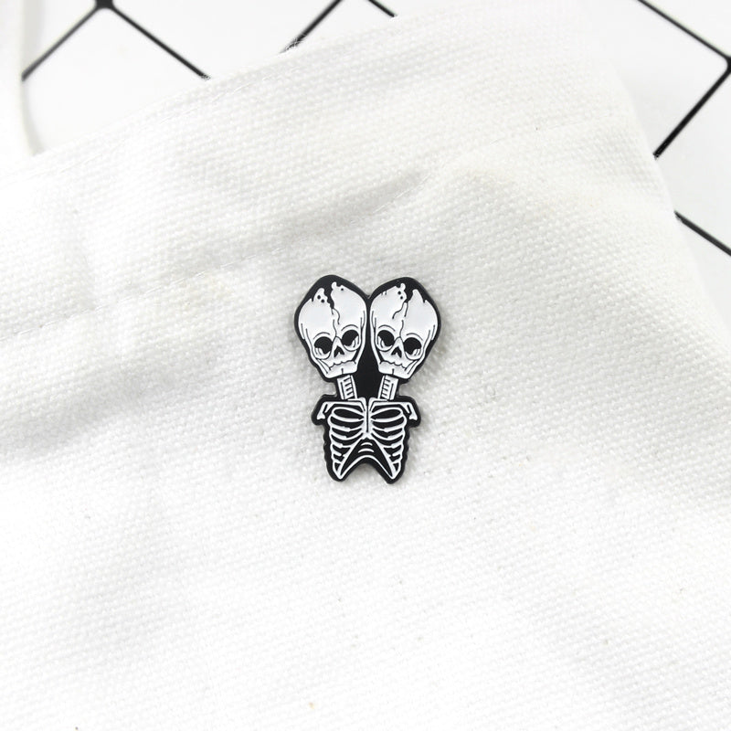 Twin Skull Pin Halloween Ornament Party Accessory