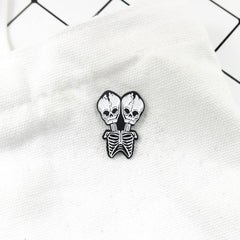 Twin Skull Pin Halloween Ornament Party Accessory