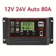 12V 24V Auto LCD Solar Regulator Dual USB 5V
