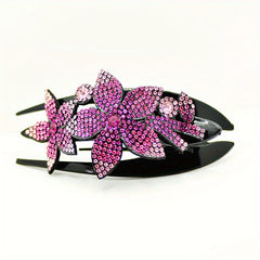 Vintage Rhinestone Flower Hair Clip Ponytail Holder