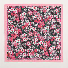 Red Flower Print Square Scarf Bandana Vintage Windproof Head Wrap