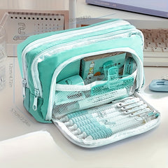 Large Capacity Pencil Case Handheld Stationery Box Portable Office School Girl