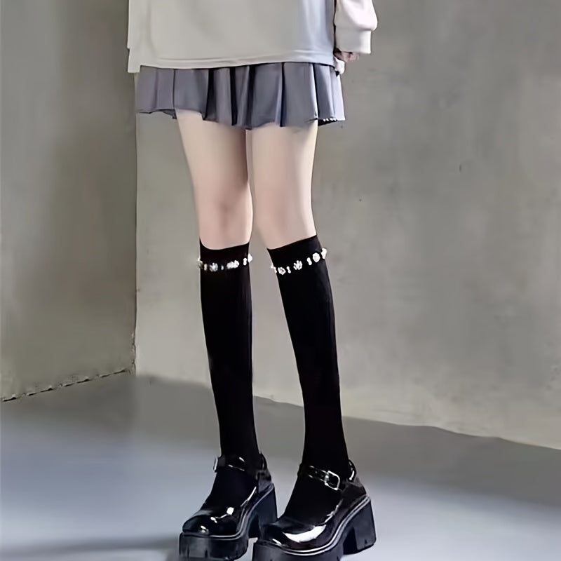 2 Pairs College Style Knee High Socks Women's Stockings