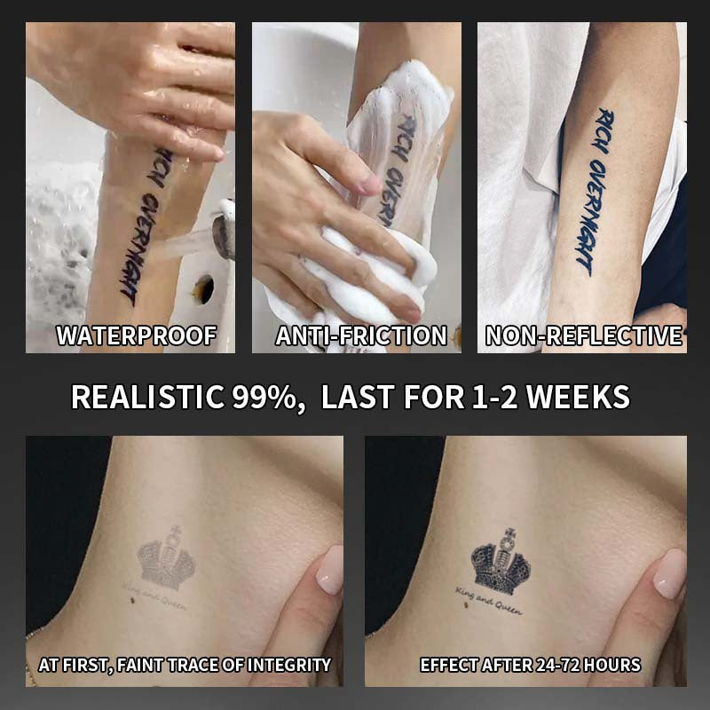 Waterproof Temporary Crown Tattoos 6 Unique Designs Realistic Non Reflective Ink