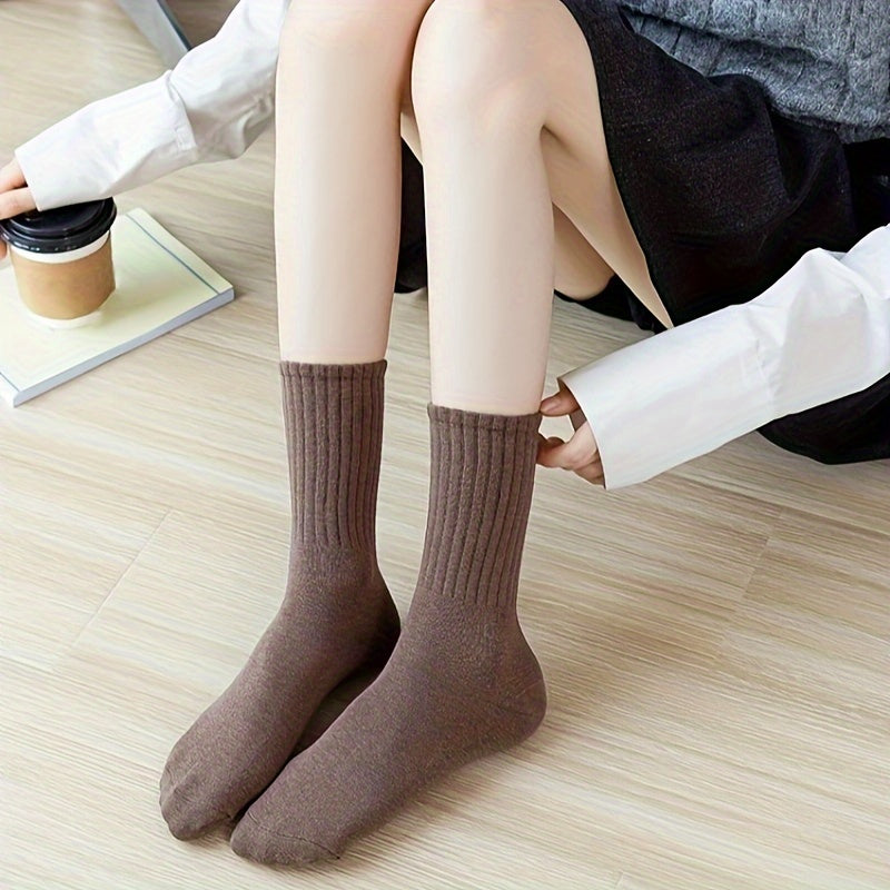 9 Pairs Solid Socks Comfy & Breathable Women's Stockings