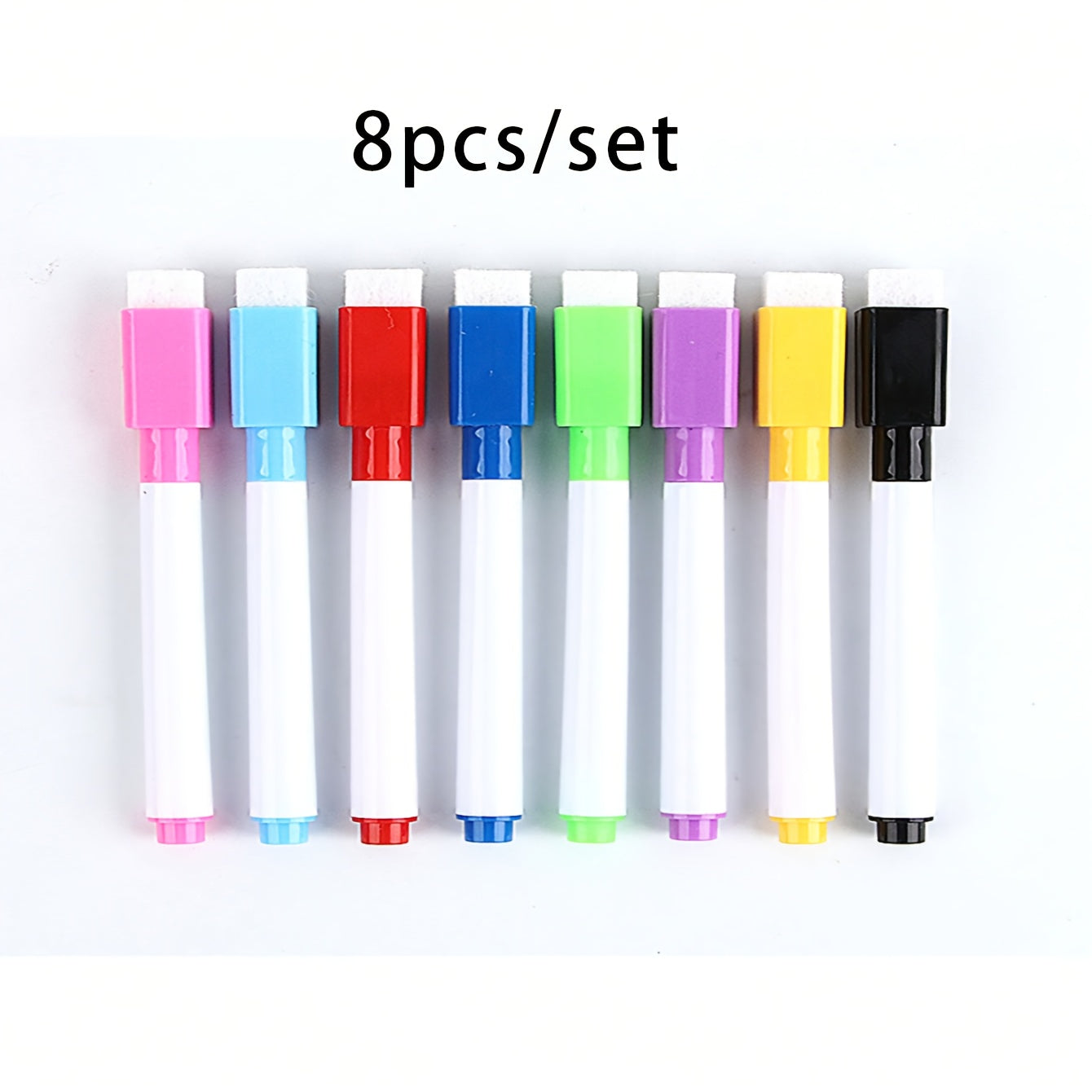 8pcs Erasable Whiteboard Markers - Colorful Wipe-Clean Washable Pens