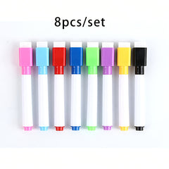 8pcs Erasable Whiteboard Markers - Colorful Wipe-Clean Washable Pens