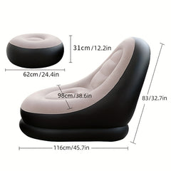 PVC Flocking Inflatable Deck Chair + Footrest Stool