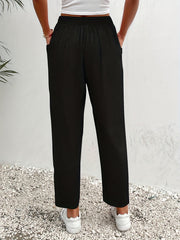  High Rise Straight Leg Pants With Pockets