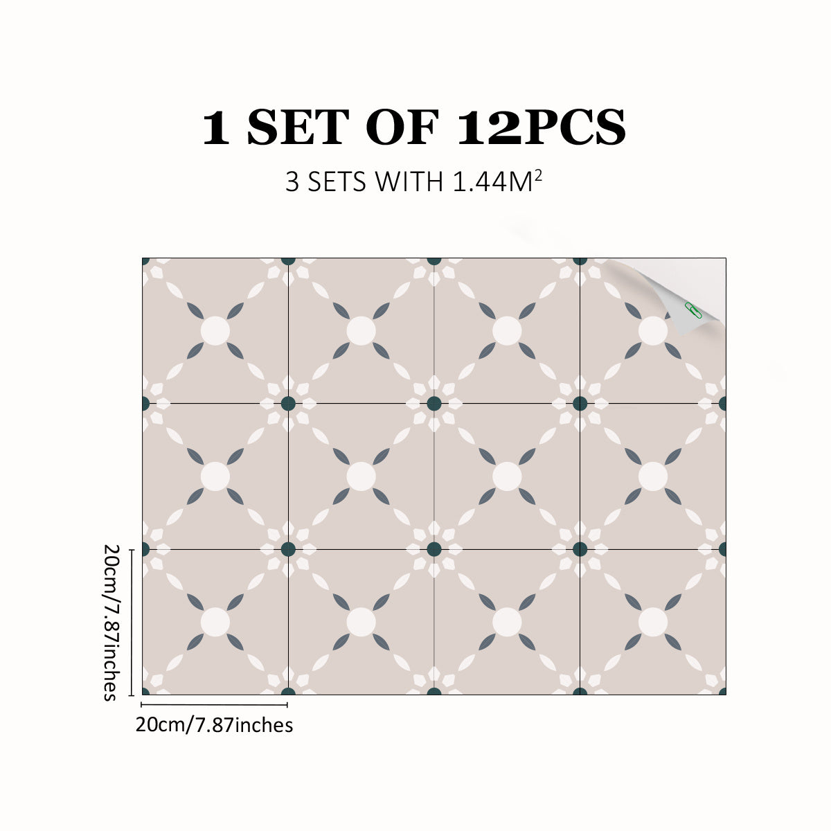 12pcs Nordic Minimalist Ceramic Tile Stickers for Kitchen Bathroom