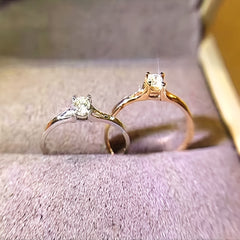 Classic 4 Prong Zircon Wedding Ring Women's Hand Jewelry Gift