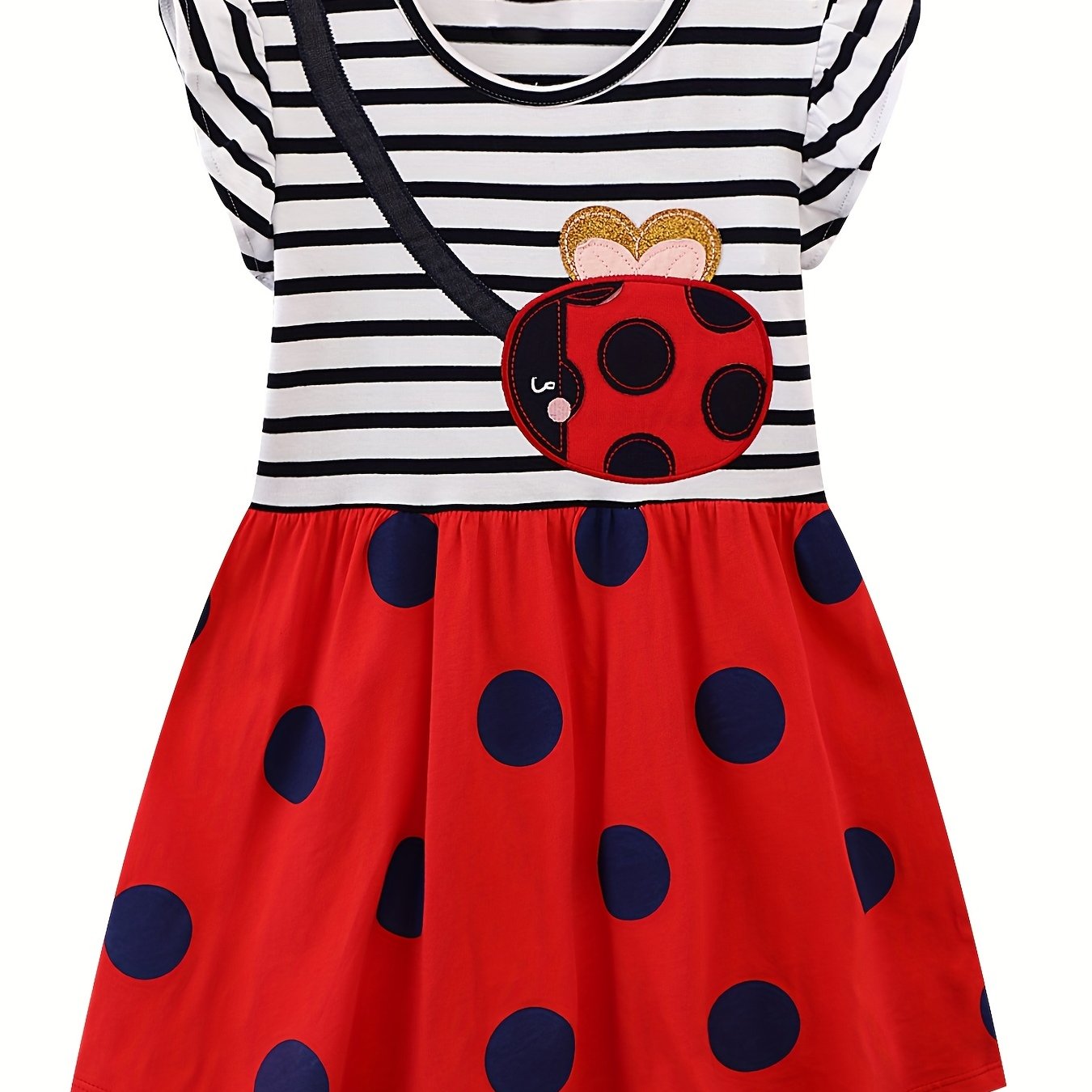 Toddler Girls Ladybug Embroidery Ruffle Dress