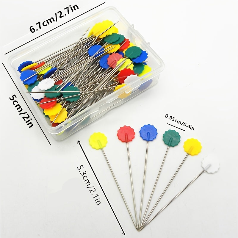 50pcs Patchwork Fixing Needle Quilting Pins Heart & Flower Shaped Pin