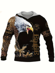 Men's Eagle Print Hoodie Graphic Sweatshirt Pullover