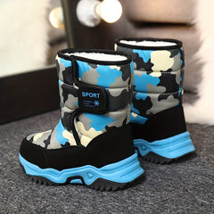 Boys Camo Comfort Snow Boots Soft Warm Plus Fleece Outdoor Walking Hiking