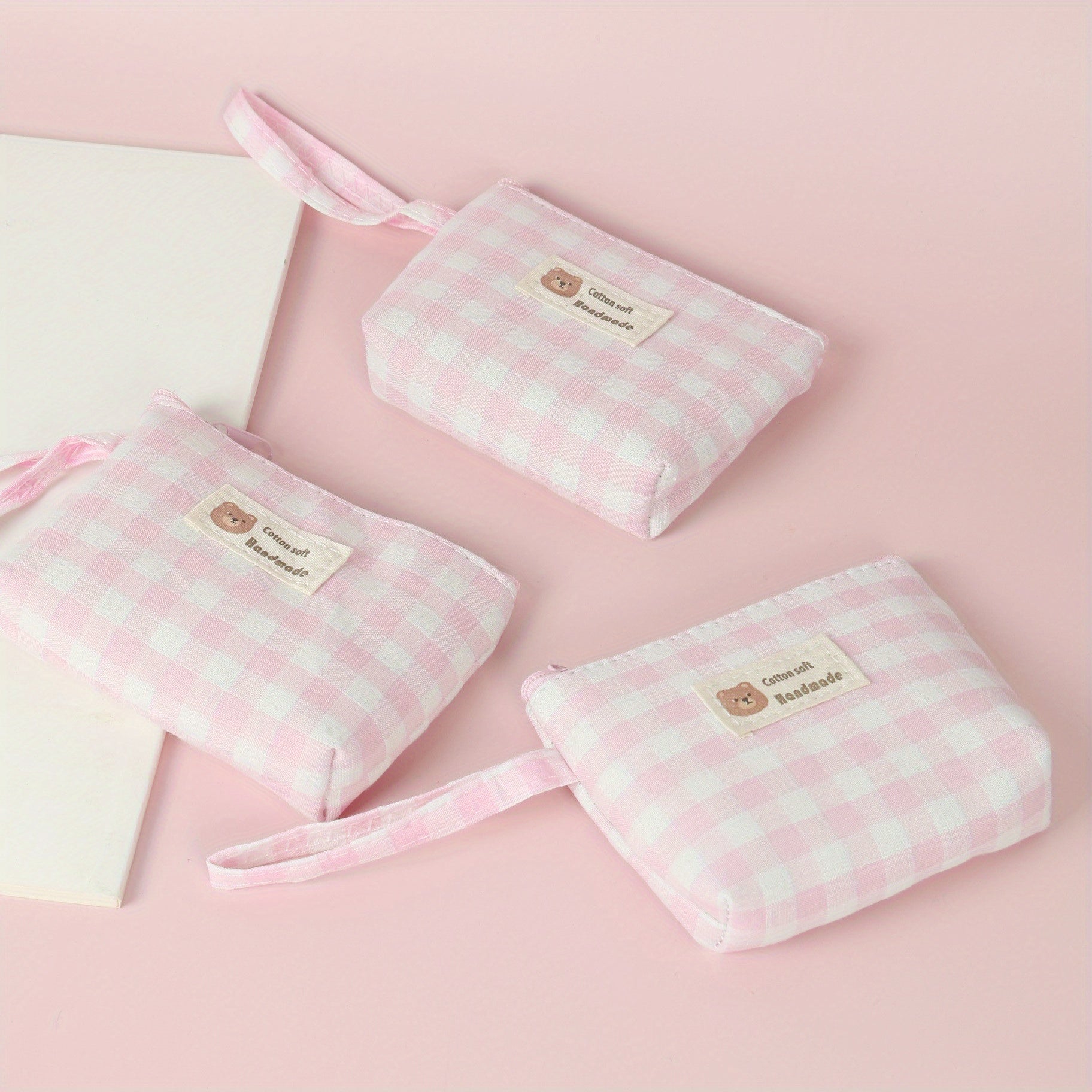 Portable Plaid Cartoon Storage Bag with Rope Handle