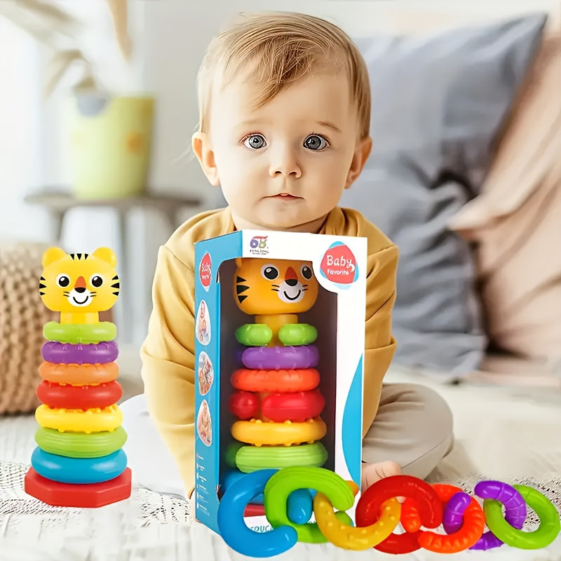 Colorful Stacking Educational Toy for Toddlers with Animal Prints