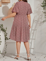 Women's Plus Dalmatian Print Ruffle Trim Dress