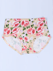 Floral Print Briefs Panties Comfy & Breathable Mid Rise Stretchy Panties