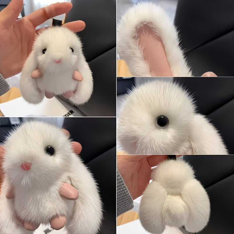 Cute Bunny Keychain Plush Rabbit Bag Charm Car Keys Decor Mixed Colors