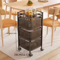 3-layer Rotating Storage Rack Floor Standing Shelf Utility Organizer Cart