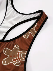  Christmas Bra Women's Plus Cartoon Print Racer Back Bralet