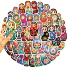 50pcs Matryoshka Doll Series Stickers Waterproof DIY Journal St
