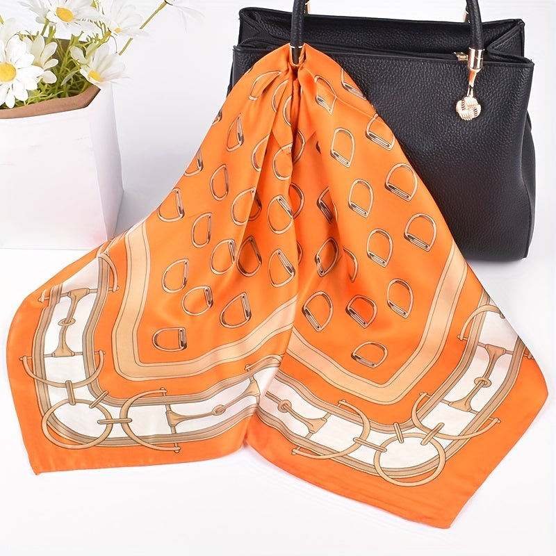 Vintage Chain Print Bandana Silk Square Scarf Shawl Neckerchief