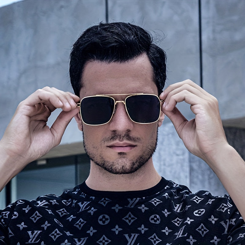 Men's Metal Square Frame Sunglasses UV Protection for Cycling Fishing