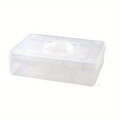 Shidai Liangpin Bear Stationery Storage Box - 2-Layer Transparent Plastic