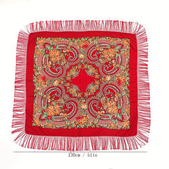 Vintage Tassel Square Scarf Boho Blanket Headscarf Windproof Shawl