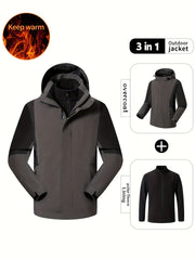 Men's Contrast Hooded Jacket For Spring Fall Winter