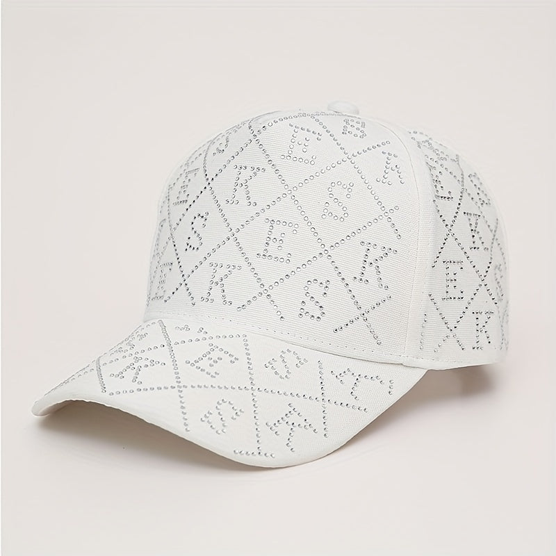 Rhinestone Letter Decor Baseball Cap Cotton Adjustable Dad Hats