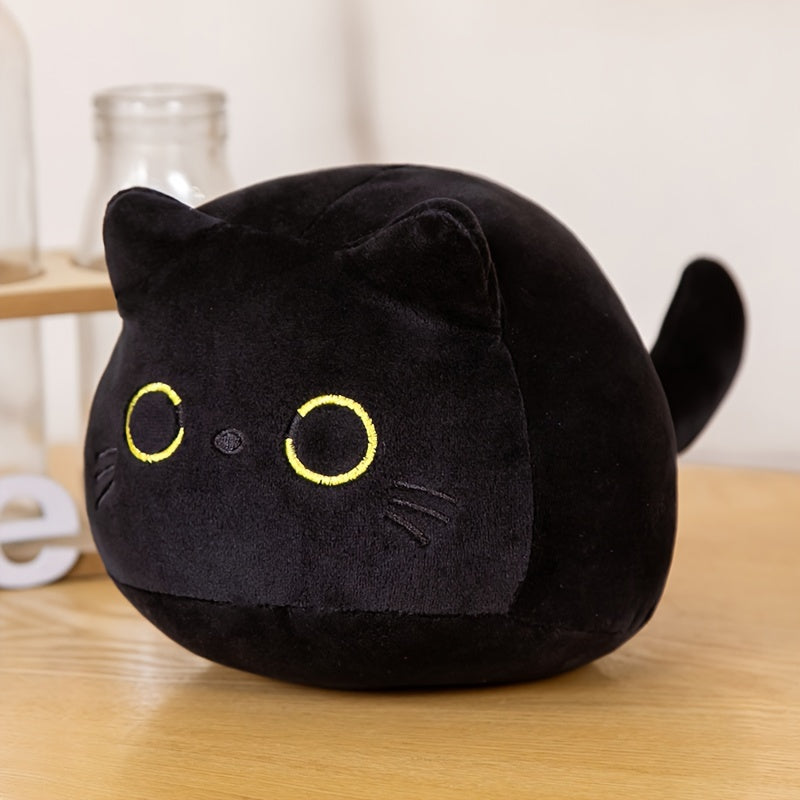 Adorable One Cat Plush Pillow with Purple Ears Soft Polyester Fabric