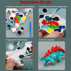 DIY Coloring Dinosaur Toys Set for Kids, Creative Graffiti Model Paintable Toy