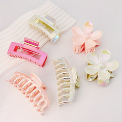 2pcs Plastic Laser Hair Claw Glitter Shark Claw, Hair Accessories For Women