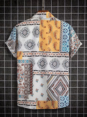 Hawaiian Style Print Men's Casual Short Sleeve Shirt for Summer Vacation