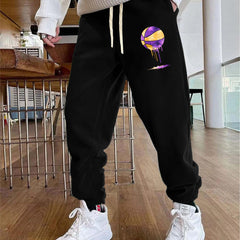 Basketball Pattern Joggers Men's Casual Loose Fit Sweatpants