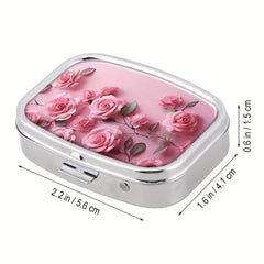 Rose Petal Pink Dual Compartment Pill Case - Travel Friendly Compact Design