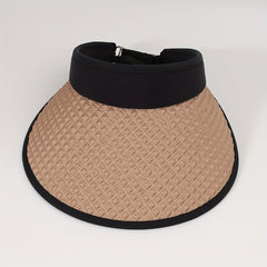 Embossed Visor Hat Wide Brim Foldable Sun Block Casual Outdoor Travel