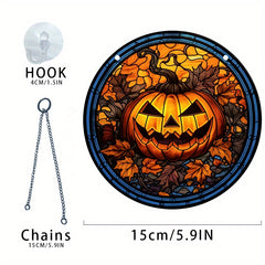 Acrylic Halloween Pumpkin Maple Leaf Stain Window Hanging Wall Decoration