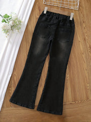 Girls Denim Flared Leg Pants Stretch Kids Slim Fit Jeans