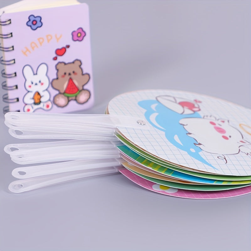 5pcs Cartoon Fan Small Animal Pattern Fan For Kids Girls Women